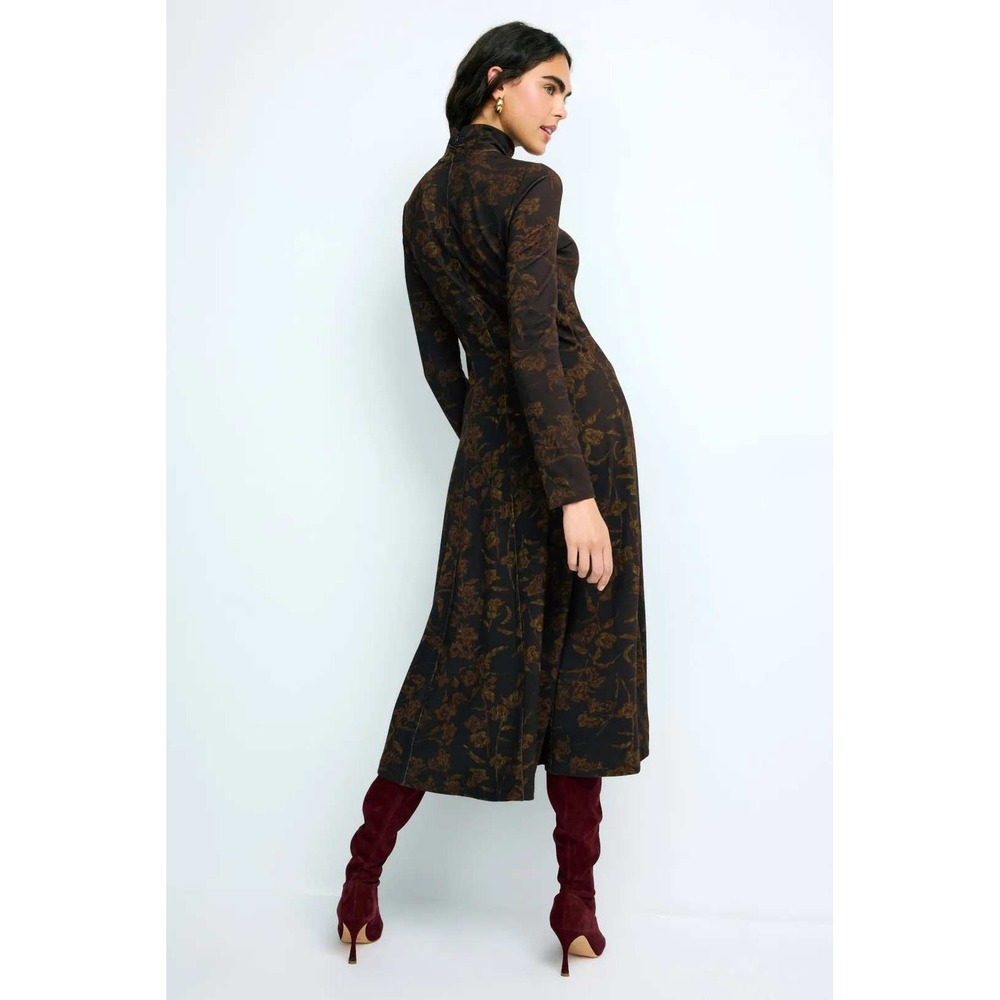 Tanya Taylor Floral Mock Neck Long Sleeve Midi Dress Size M - Picture 2 of 6